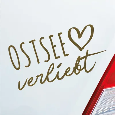 Produktbild von Auto Aufkleber Ostsee verliebt Herz See Osten East Liebe Car 19x10 cm Gold Sticker Heckscheibenaufkleber