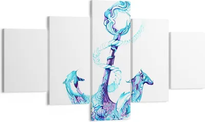 Produktbild von Bild auf Leinwand - Leinwandbild - Korallen Quallen Anker Seil - 125x70cm - Wand Bild - Wanddeko - Leinwanddruck - Bilder - Kunstdruck - Wanddekoration - Leinwand bilder - Wandkunst - EA125x70-3060