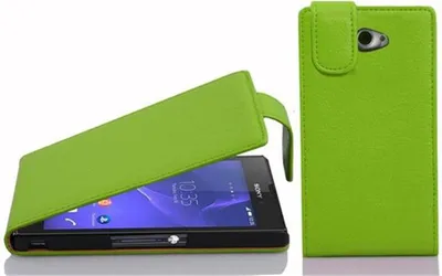 Produktbild von Cadorabo Schutzhülle für Sony Xperia M2 / M2 AQUA Hülle in Grün Flip Etui Handyhülle Case Cover Kunstleder
