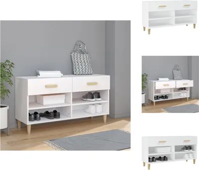 Obrázek produktu pro vidaXL Botník bílý 102x35x55 cm materiál na bázi dřeva - Botníky a skříně