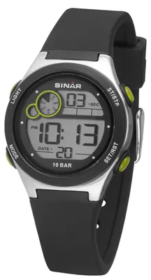 Produktbild von SINAR Jugenduhr Armbanduhr Digital Quarz Jungen Silikonband XF-68-1 Schwarz grün
