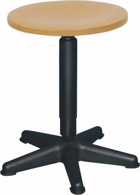 Produktbild von Drehspindel-Hocker Atlanta | Sitzhöhe 41-60cm | Ø 44cm | Tragfähigkeit 110kg | Holz-Buche | Platzsparendes Kunststof-Fußkreuz mit Gleiter | Buche