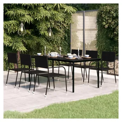 Produktbild von Garten-Esstisch Terrassentisch Outdoor Tisch Wetterfest Schwarz 200x100x74 cm Stahl und Glas