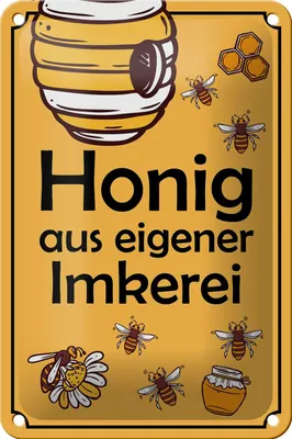 Produktbild von Blechschild Hinweis 12x18cm Honig aus eigener Imkerei