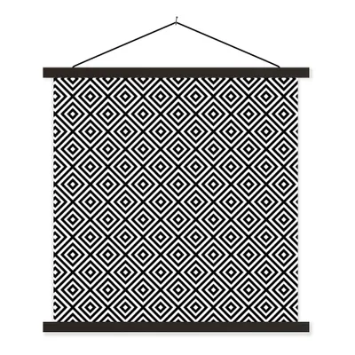 Produktbild von MuchoWow® Textilposter Formen - Schwarz und weiß - Muster 40x40 cm mit schwarzem Rahmen - Fotos