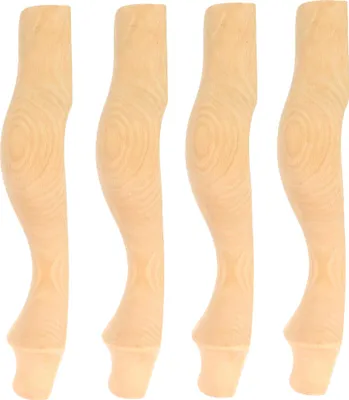 Four wooden furniture legs in the Louis XV style are shown against a white background.