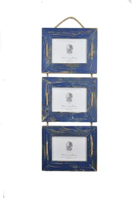 Immagine prodotto di Cornice Trio 13x18 cm blu navy in legno riciclato con corda e vetro