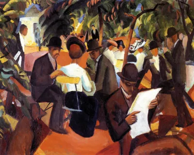 Produktbild von August Macke Kunstdruck Bild - Gartenrestaurant, 1912 (40 x 50 cm)