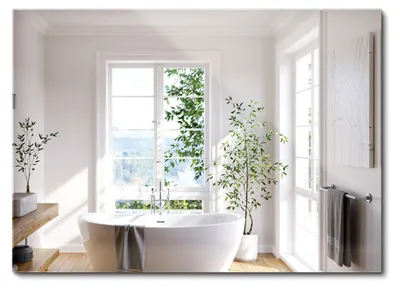 Produktbild von Wallfluent Rechteckig Spiegel – Rahmenloser Wandspiegel – Badezimmerspiegel Glas Spiegel - 70 cm x 50 cm