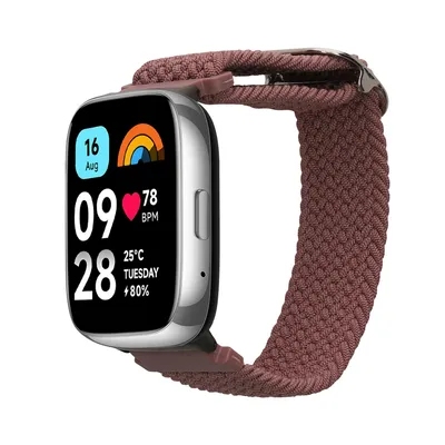 Produktbild von kwmobile Armband kompatibel mit Xiaomi Redmi Watch 3 Active - Nylon Fitnesstracker Sportarmband Band in Mauve - Innenmaße von 14 - 22 cm