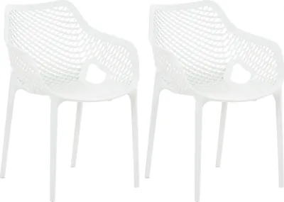 Produktbild von CLP Gartenstuhl Air XL 2er Set - Modernes Design, Kunststoff, Wetterfest, Stapelbar weiß