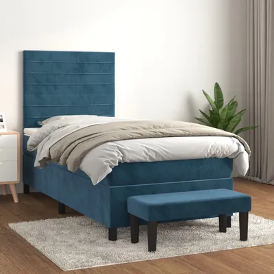 Produktbild von Maison Exclusive - Boxspringbett mit Matratze Dunkelblau 90x200 cm Samt