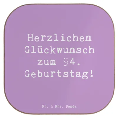 Produktbild von Mr. & Mrs. Panda Tischuntersetzer Spruch 94. Geburtstag - Lavendeltraum - Geschenk, Glück, gläseruntersetzer, besonderes Jubiläum, Kaffeeuntersetzer, Geburtstagsgeschenk