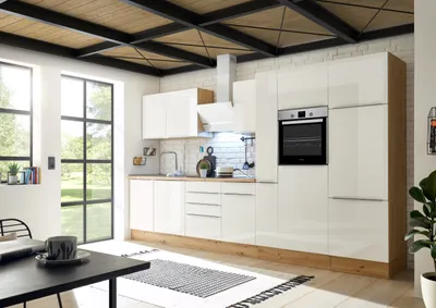 Produktbild von Küche Küchenzeile Küchenblock Marleen Premium 370 cm Weiß Artisan Eiche Respekta