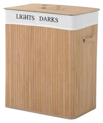 Immagine prodotto di Cesto per biancheria in bambù da 100 litri con coperchio | Colore: naturale | Dimensioni: 32x52x63 cm