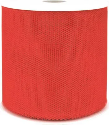 Produktbild von Tüllband, Schleifenband gewirkter Tüll 100mm rot 50m Rolle (1m=0,21EUR) Goldina