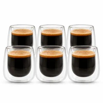 Produktbild von LAPRESO® Espresso Gläser Doppelwandig | Thermogläser Kaffeegläser Teegläser | Gläser Set 80 ml 6 Stück | Thermogläser Doppelwandig Kaffeetasse