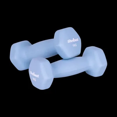 Zdjęcie produktu dla Rebel RBA-2330-1 Hantle HEX żeliwne neoprenowe 2×1 kg, jasnoniebieskie