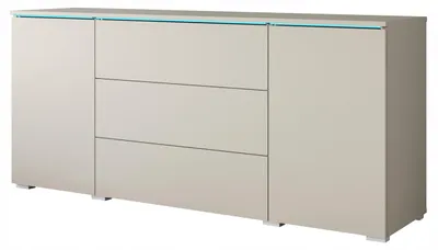 Zdjęcie produktu dla komoda 150 cm do salonu 3 szuflady i 2 szafki kaszmir beż z LED