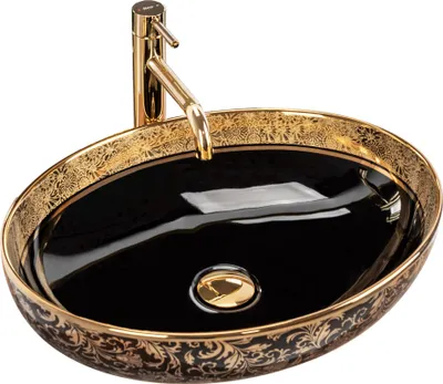 Produktbild von Rea Aufsatzwaschbecken Margot Oval Black Gold