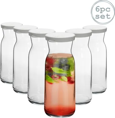 Produktbild von Argon Ta 6 Stück Brocca Glas Wasser Karaffe mit Deckel Set - Karaffe Krug für Wasser, Wein, Eistee - 700ml