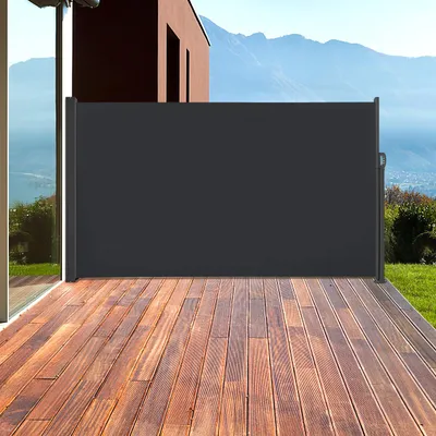 Produktbild von YZNAHRE Seitenmarkise 200x300cm Ausziehbar Vertikalmarkise Polyester Sichtschutz mit Griff, Windschutz Sonnenschutz Markise für Balkon Terrasse Garten, Anthrazit
