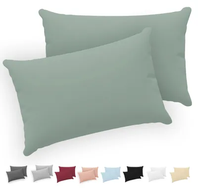 Produktbild von Kissenbezug 40x60 (2er-Set) – 100 % Jersey-Baumwolle, 150 g/m² – Grün – Für Kissenbezüge der Größe 40x60 cm – Kissenbezug – Kissenbezug mit Reißverschluss – -