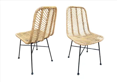 Produktbild von SIT Möbel Rattan-Stuhl 2er-Set | Sitzschale Rattan natur | Gestell Metall antikschwarz | B 44 x T 57 x H 87 cm | 05339-01 | Serie RATTAN