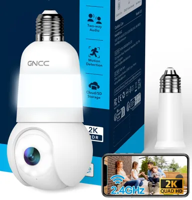 Obrázok produktu pre WiFi bezpečnostná kamera pre vnútorné aj vonkajšie použitie, 355° otočná kamera s rozlíšením 2K a nočným videním, s detekciou pomocou umelej inteligencie