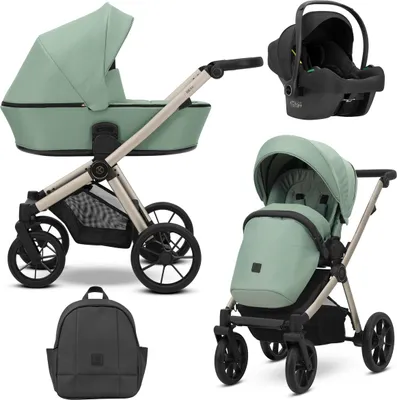 Produktbild von Kunert BRAV 3in1 Kinderwagen in Grün mit Gelrädern und Cosmo Autositz