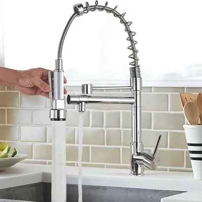Produktbild von Küchenarmatur Ausziehbar 360° Wasserhahn Brause Edelstahl Einhand Mischbatterie