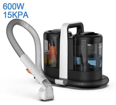 Immagine prodotto di Pulitore portatile per tappeti e divani - Aspirapolvere portatile con funzione lavante - 600 W - Potenza di aspirazione di 15.000 Pa - Serbatoio dell'acqua pulita da 1,3 L - Serbatoio dell'acqua sporca da 1,1 L - Cavo da 5 m
