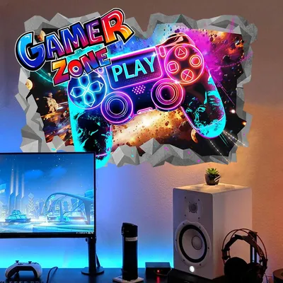 Produktbild von 3D-Wandsticker für Spiele – Dekorative Gamecontroller für Kinderzimmer