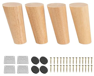 Imagen del producto de Juego de 4 patas de madera para muebles, de 16 pulgadas, con placa de montaje y tornillos