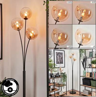 Produktbild von Lerici Stehlampe aus Metall/Glas in Schwarz/Bernstein/Klar