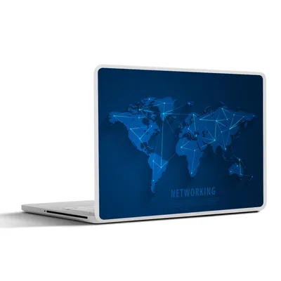 Produktbild von MuchoWow® Laptop Aufkleber Sticker Cover Weltkarte - Einfach - Blau 36.5x27.5 cm - Laptop-Sticker