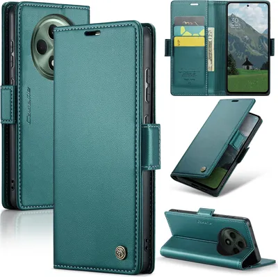 Immagine prodotto di Custodia per Oppo Reno12 F 4G/Reno12 F 5G, scheda di blocco RFID, custodia in pelle avanzata con funzione di supporto verde