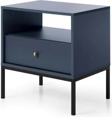 Productafbeelding van FURNLUX nachtkastje, marineblauw en zwart, 54 cm / Hoofdkleur: blauw / Afmetingen: 54 x 39 x 56 cm
