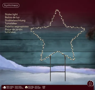 Produktbild von LED Gartenstecker Stern Outdoor 38cm Kunststoff Schwarz / Warmweiß