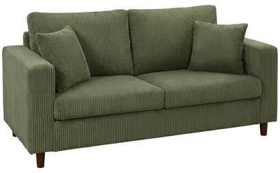 Produktbild von 2-Sitzer-Cordsofa mit breiter tiefer Sitzfläche und Federkernpolster, grün