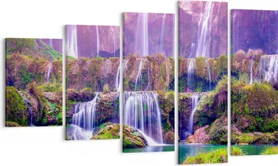 Produktbild von Bild auf Leinwand - Leinwandbild - Wasserfall Natur - 100x60cm - Wand Bild - Wanddeko - Wandbilder - Leinwanddruck - Bilder - Kunstdruck - Wanddekoration - Leinwand bilder - Wandkunst - EG100x60-3893