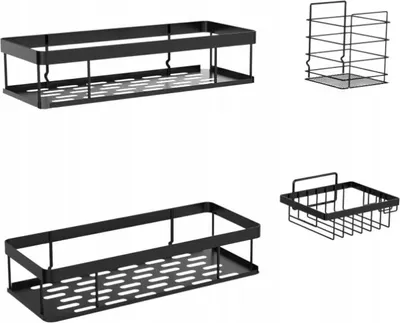 Zdjęcie produktu dla Uulioyer Półki Prysznicowe Bez Wiercenia Czarne Wodoszczelne Organizer