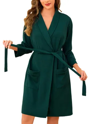 Productafbeelding van Dames Badjas van Wafelstof in Kimono Stijl