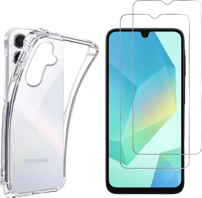 Obrázek produktu pro Nárazuvzdorné pouzdro pro Samsung Galaxy A16 4G / A16 5G s 2 ochrannými kryty displeje z tvrzeného skla Phonillico®