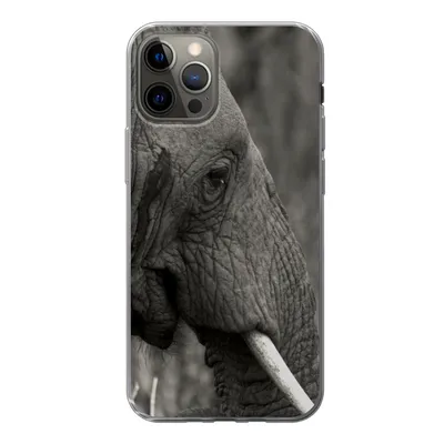 Produktbild von MuchoWow® Handyhülle Schutzhülle Hülle für iPhone 12 Pro Elefant - Tiere - Schwarz - Weiß Silikon Softcase Handy Hülle - Abdeckung