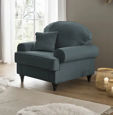 Produktbild von Sessel "Adelina" in grau Landhaus Loungesessel 110 cm