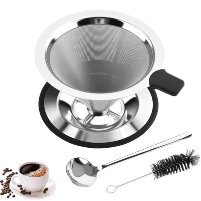Kaffeefilter aus Edelstahl, wiederverwendbar, mit Bürsten