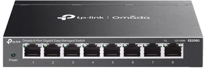 Productafbeelding van TP-Link Omada ES208G, beheerde L2-switch met 8 Gigabit Ethernet-poorten, zwart