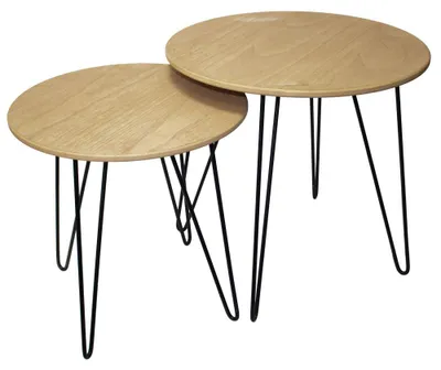 Produktbild von 2er Set Beistelltische aus MDF und Metall in braun-schwarz