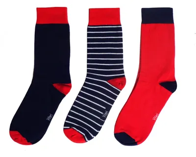 Produktbild von Herren Basic Socken 3-er Pack aus Baumwolle Modern Marine und Rot Größe 43-46